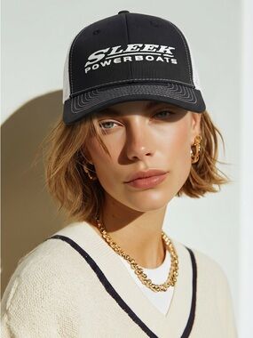 Sleek Powerboats Black & White Trucker Hat